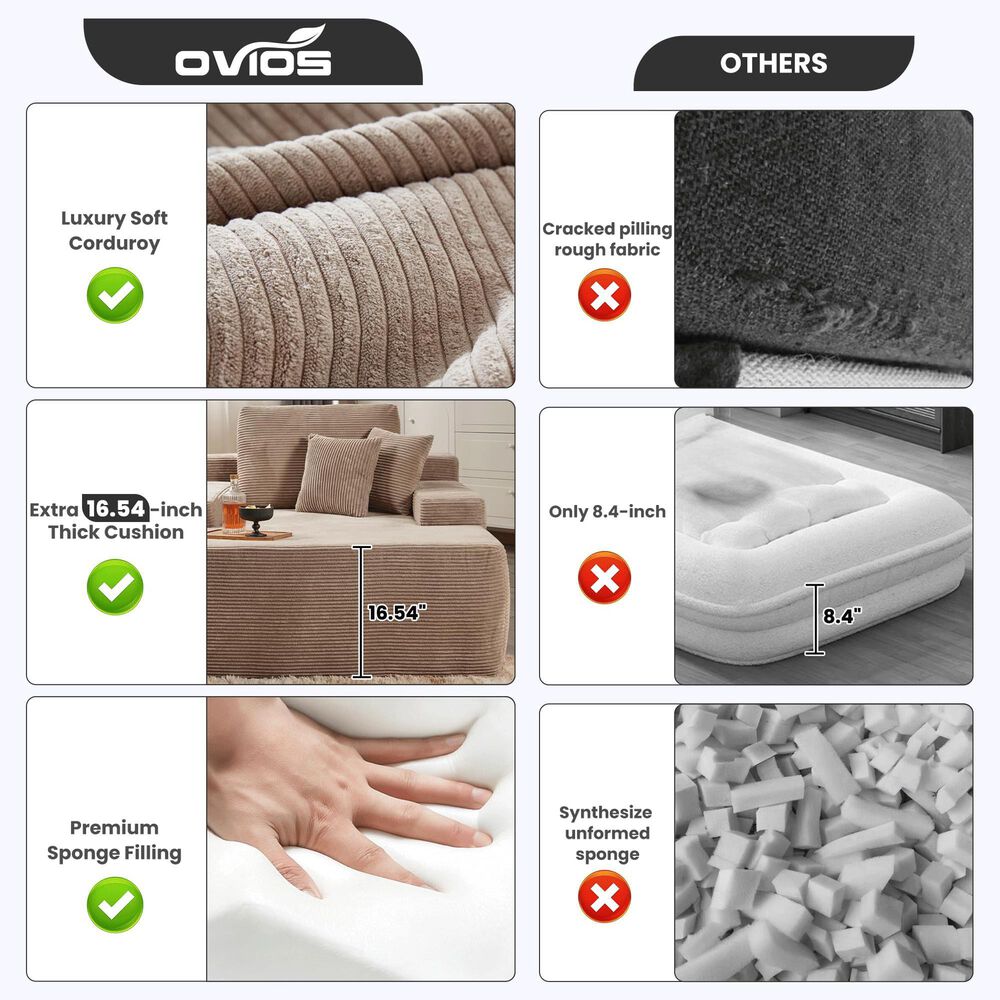 Homlux Oversized Corduroy Chaise Lounge in Camel, , large