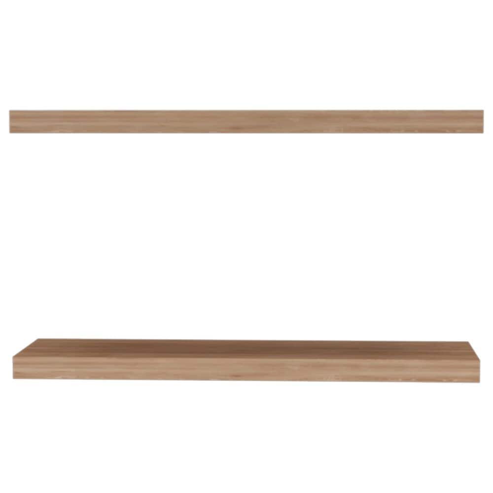 Hearth and Haven Ecco32" Floating Wall Shelf in Light Brown (Set of 2), , large