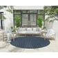 Nourison Twist Reversible 8" Round Blue Indoor/Outdoor Area Rug, , large