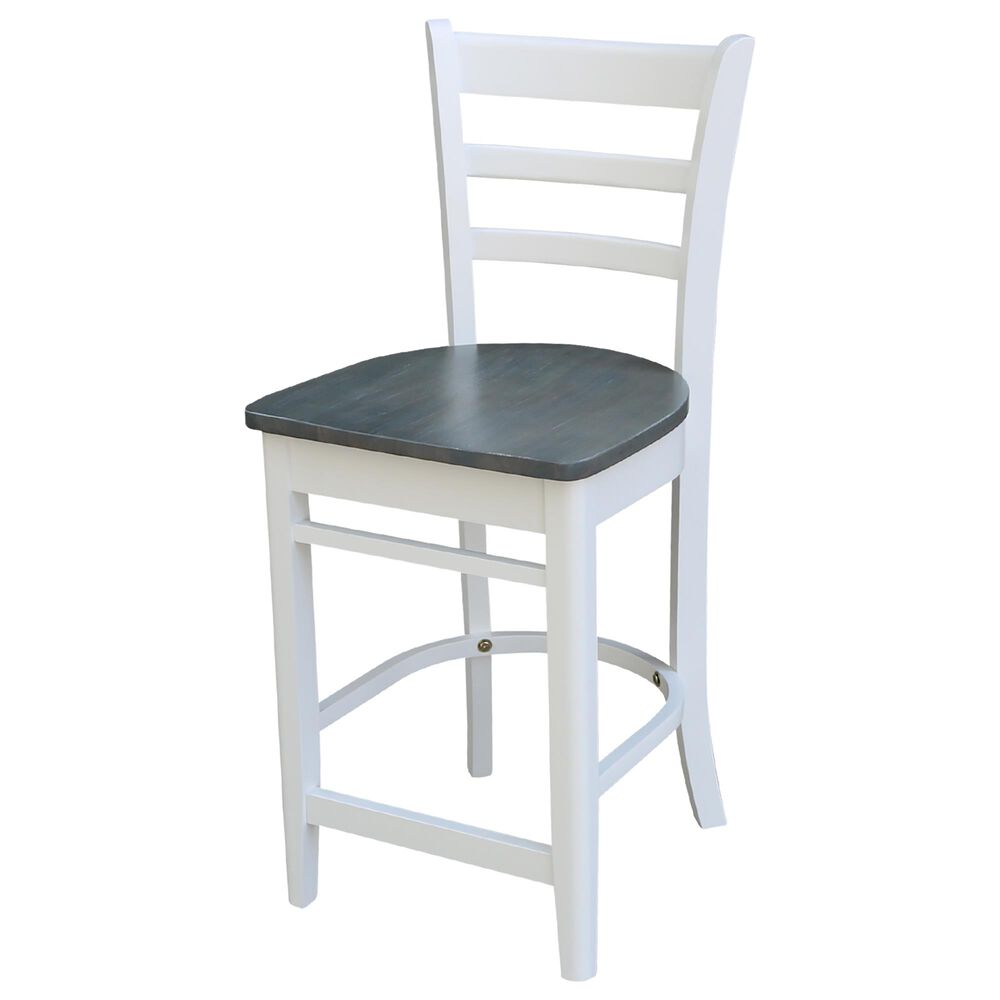 International Concepts Emily 24" Counter Stool in White/Heather Gray, , large