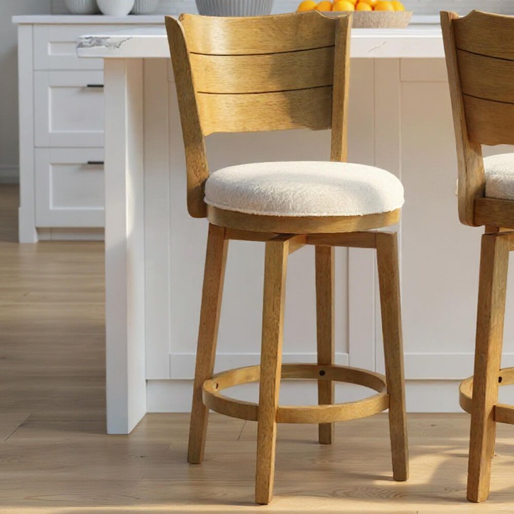 Armen Living Winsley Swivel Counter Height Stool in Putty Brown, , large