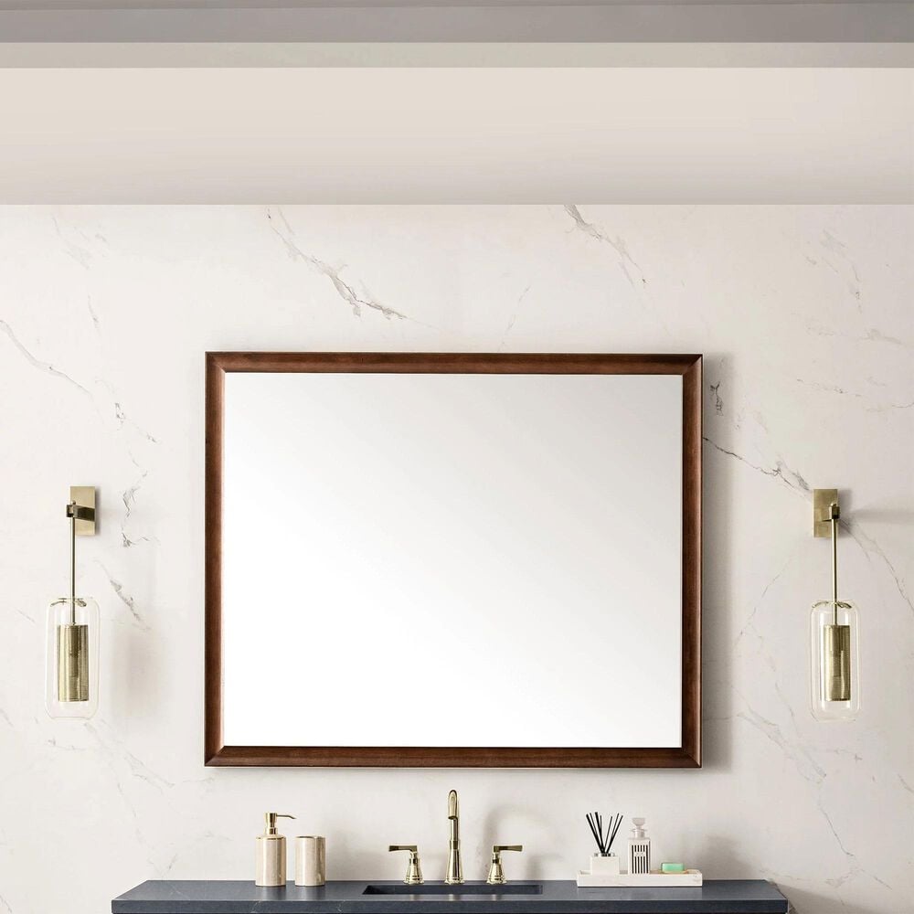 James Martin Vanities Glenbrooke 48&quot; Rectangular Mirror in Mid-Century Walnut, , large