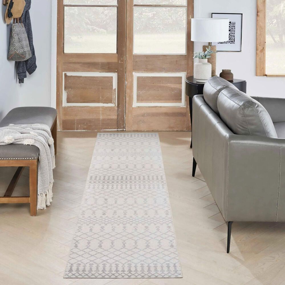 Nourison Astra Machine Washable 2&#39;2&quot; x 8&#39; Ivory Runner, , large