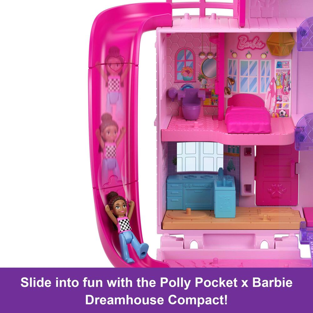 Polly Pocket Barbie Dreamhouse Playset with Three Micro Dolls and Accessories in Pink, , large