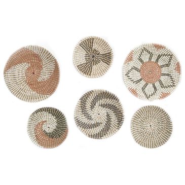 Maple and Jade 14" x 14" Eclectic Abstract Wall Decor in Brown, Orange, Black and White (Set of 6), , large