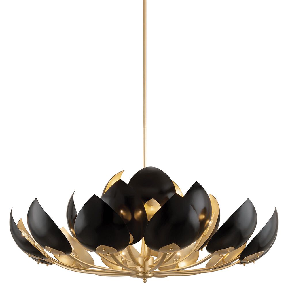 Hudson Valley Lighting Lotus 21-Light Chandelier with Black Shade in Gold Leaf, , large