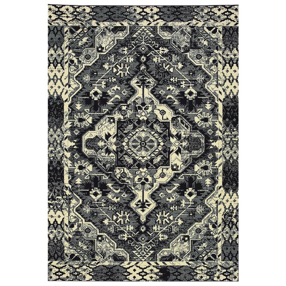 Oriental Weavers Luna 5603K 6"7" x 9"6" Black and Ivory Area Rug, , large