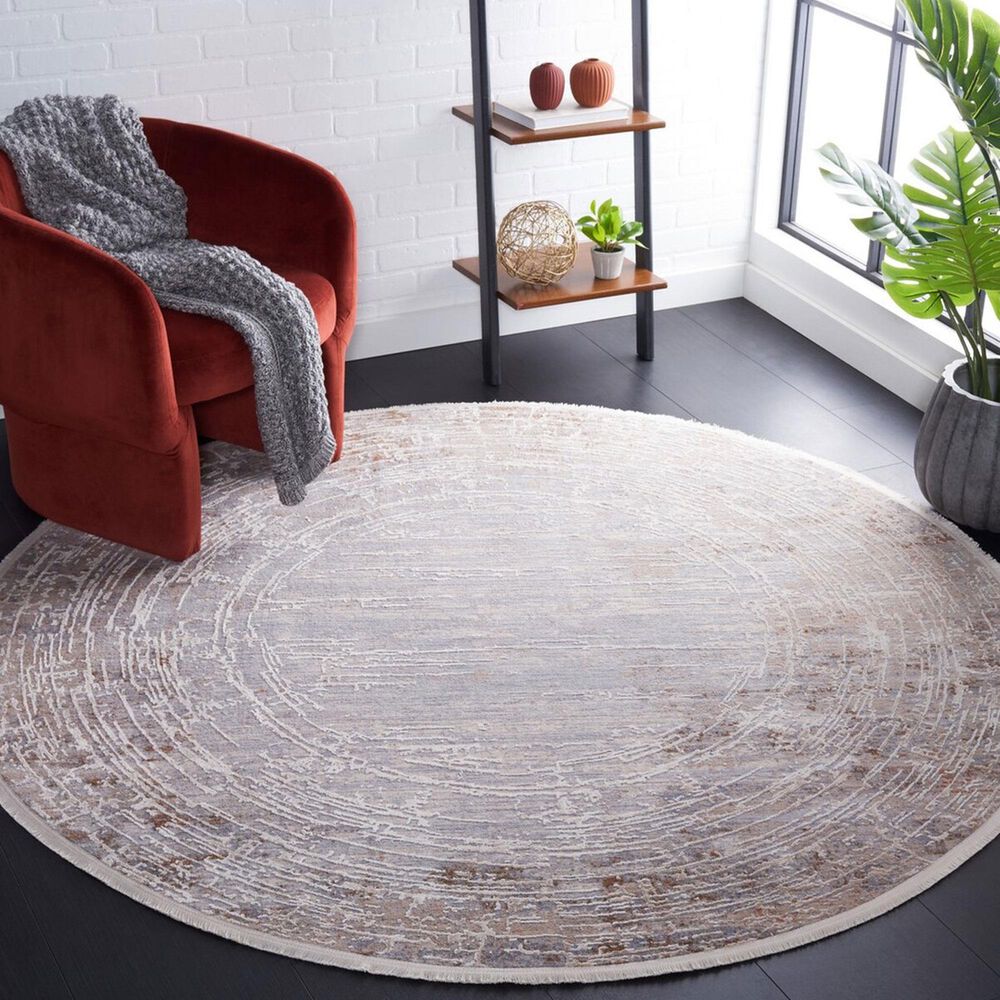 Safavieh Marmara MRM310B 6&#39;7&quot; Round Beige, Blue and Rust Area Rug, , large