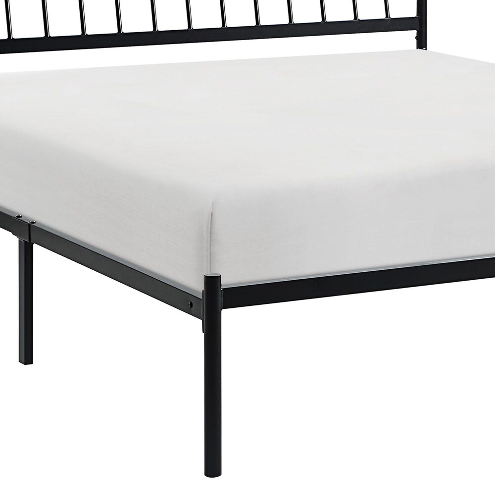 Hearth and Haven Queen Platform Bed with Angle Headboard in Black, , large
