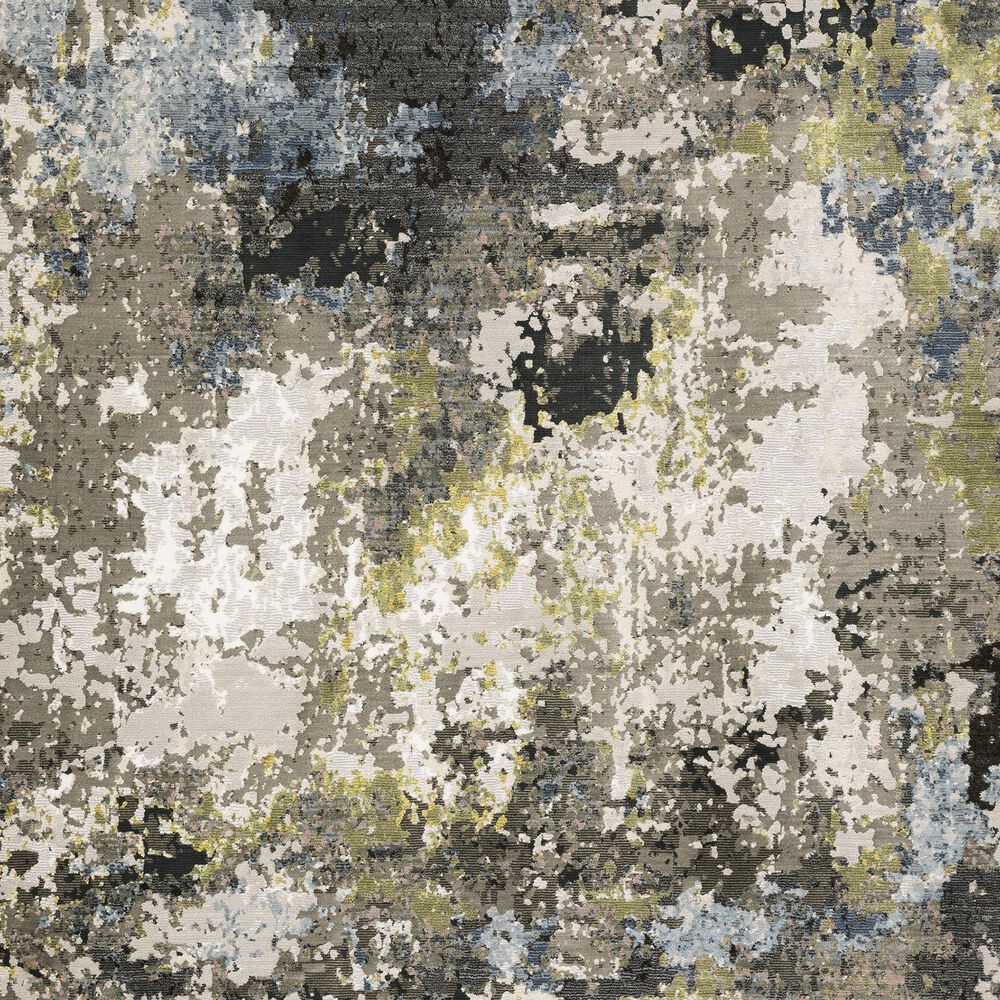 Oriental Weavers Caravan Abstract Painted 2&#39;3&quot; x 7&#39;6&quot; Grey and Green Runner, , large