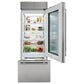 Sub Zero 17 Cu. Ft. Classic Right Hinge Bottom Freezer Refrigerator with Glass Door and Tubular Handle in Stainless Steel, , large