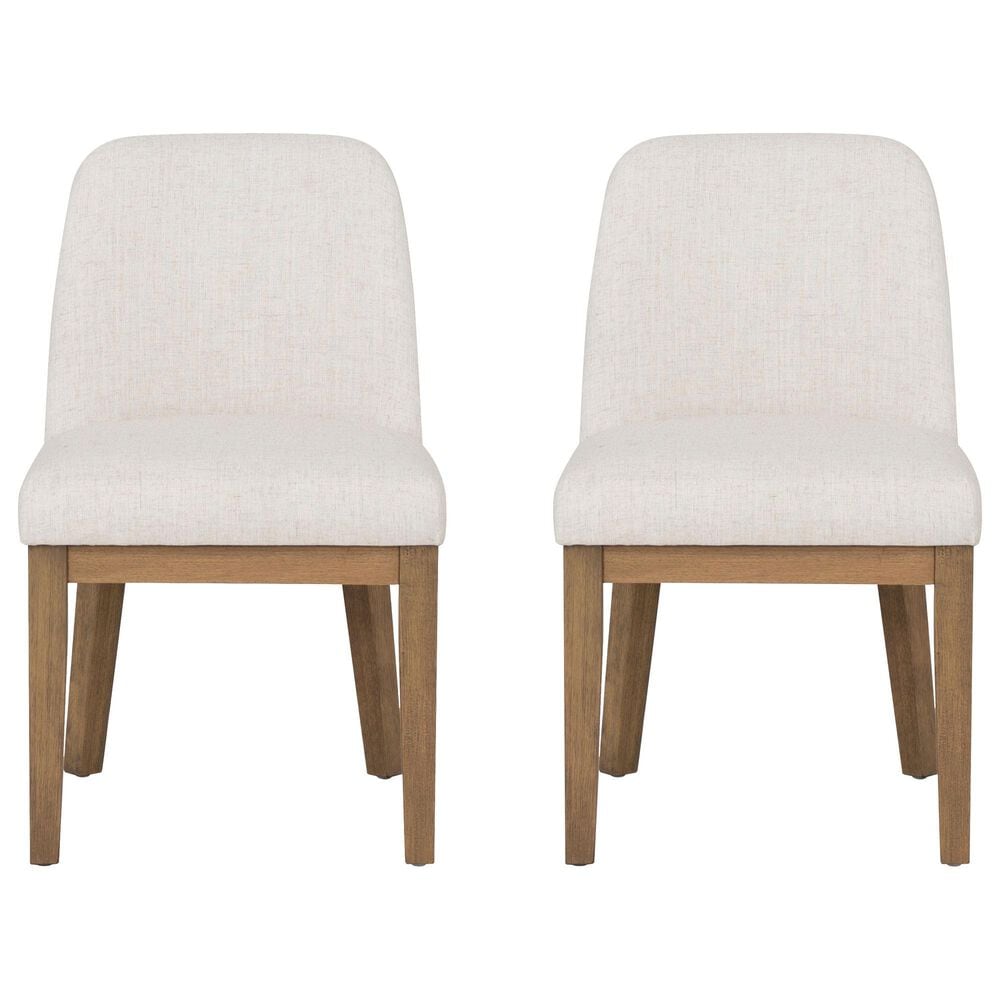 Linon Home Decor Tucker Side Chair with Cream Cushion in Natural Brown (Set of 2), , large