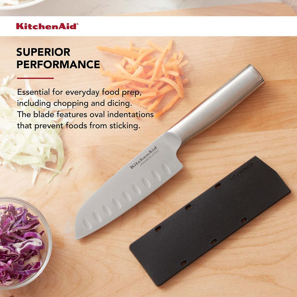KitchenAid Gourmet 5&quot; Serrated Utility Knife with Blade Cover in Stainless Steel, , large