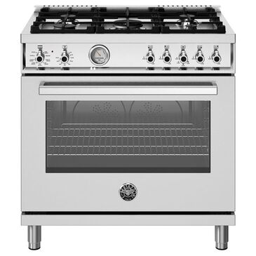 Bertazzoni Professional 5.9 Cu.Ft. Dual Fuel Range with Convection Oven and Soft-Motion Oven Door in Stainless Steel, , large