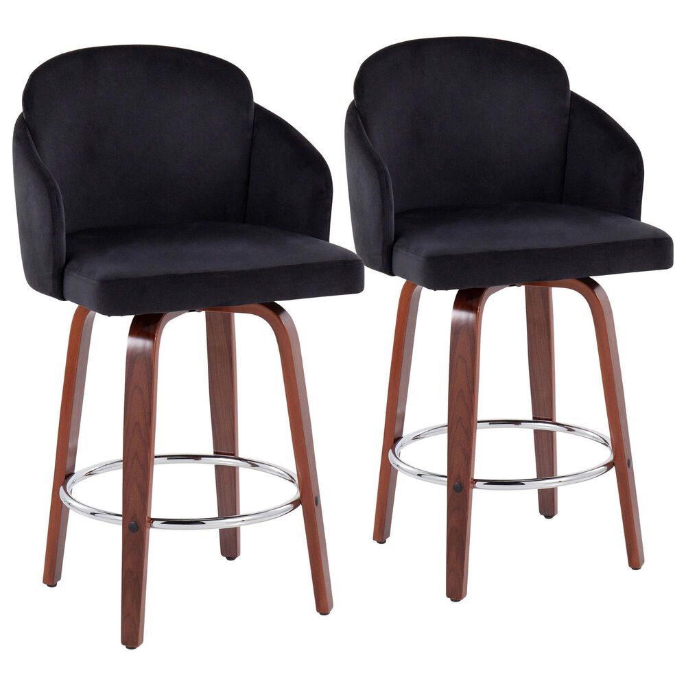 LumiSource Dahlia Swivel Counter Stool with Camel Upholstery in Walnut and Chrome (Set of 2), , large