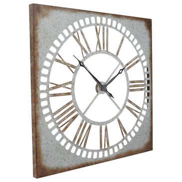 Maple and Jade 36" x 36" Metal Wall Clock in Gray, , large