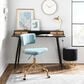 Lumisource Tania Task Chair with Light Blue Velvet Cushion in Gold, , large