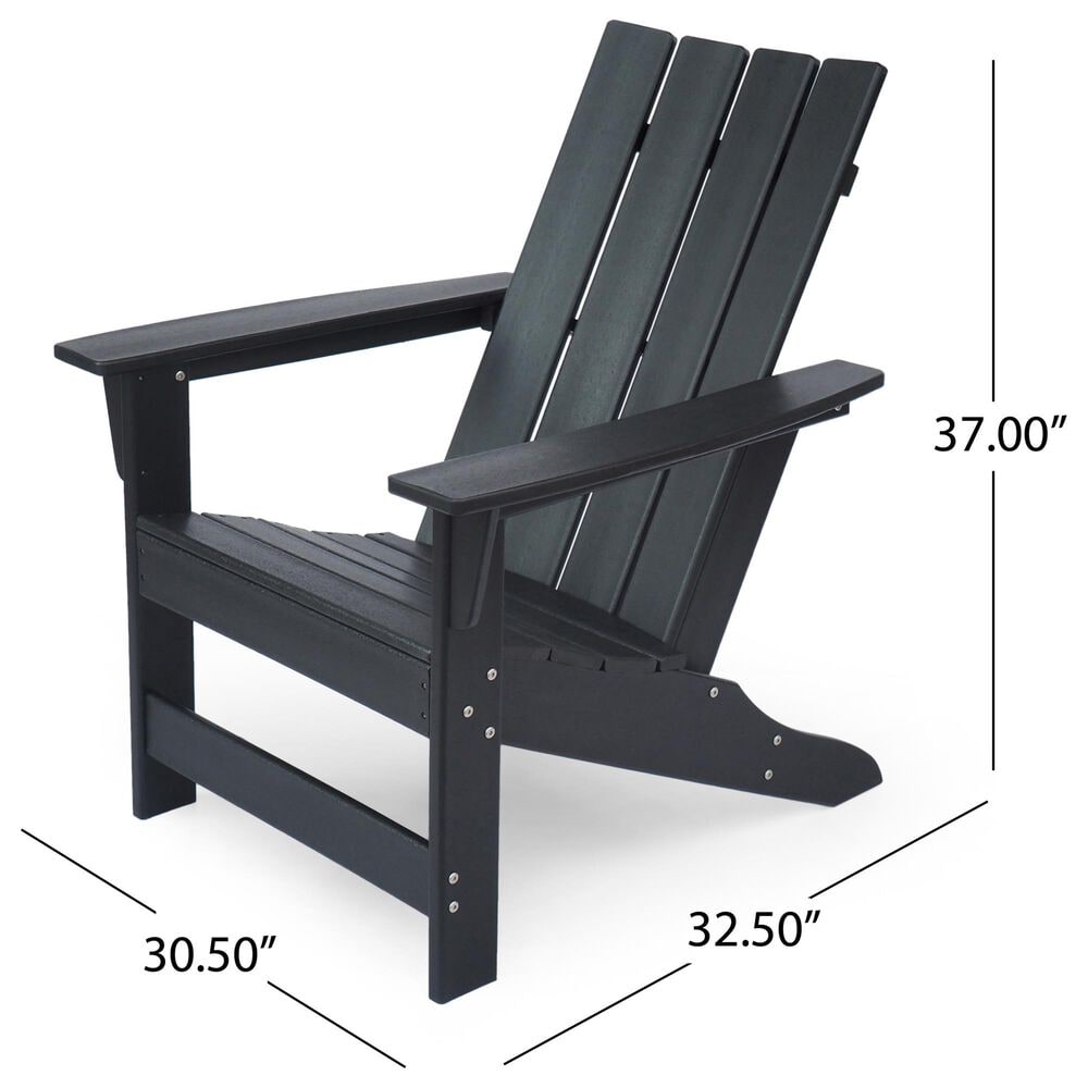 Hearth and Haven Encino Outdoor Plastic Adirondack Chair in Black, , large