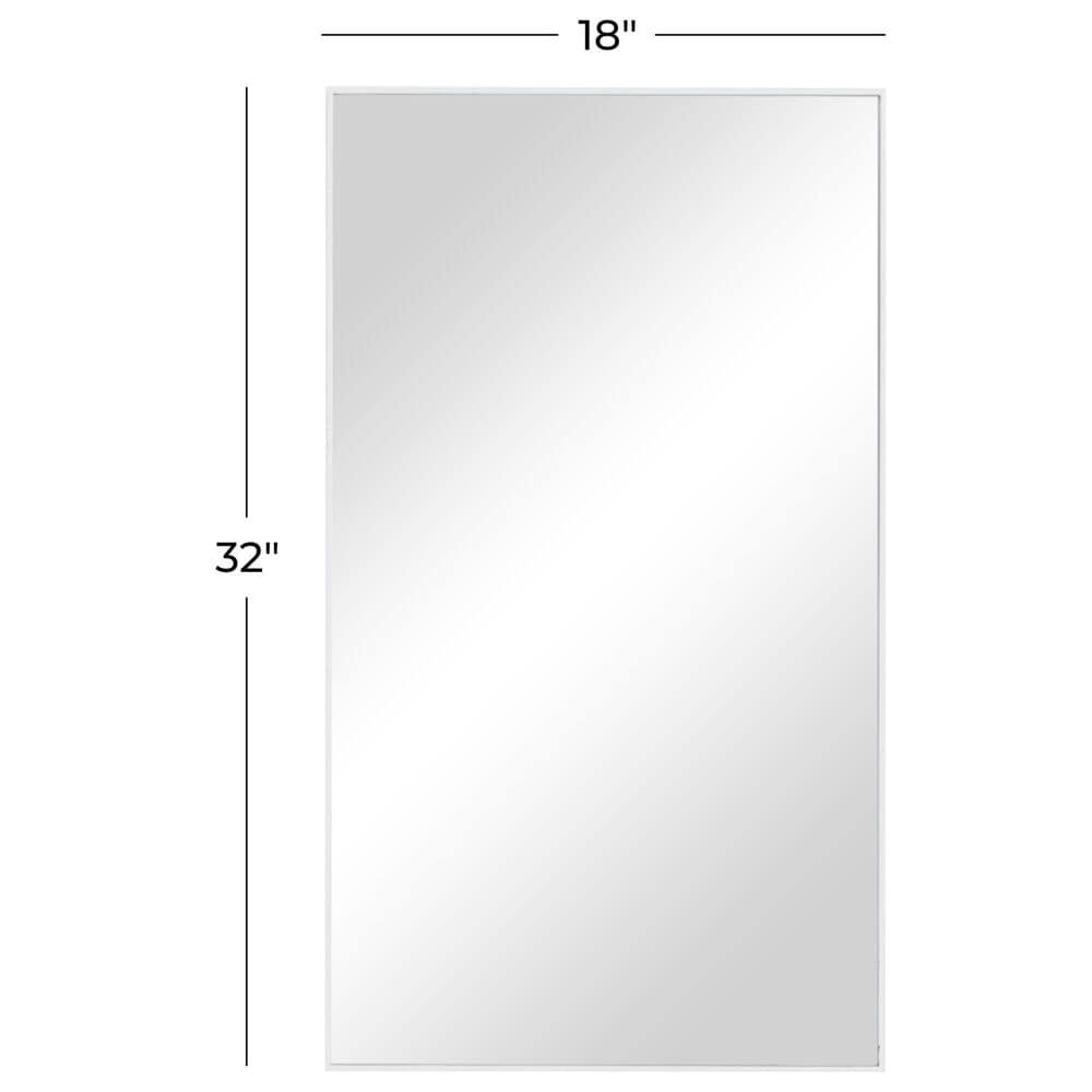 Maple and Jade 32&quot; x 18&quot; Rectangular Wood Wall Mirror with Thin Minimalistic Frame in Matte White, , large