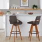 Lumisource Cosmo Swivel Barstool with Brown Cushion in Walnut and Black, , large