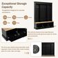 HOMLUX 9-Hook Hall Tree with 3-Cabinet in Black and Natural, , large