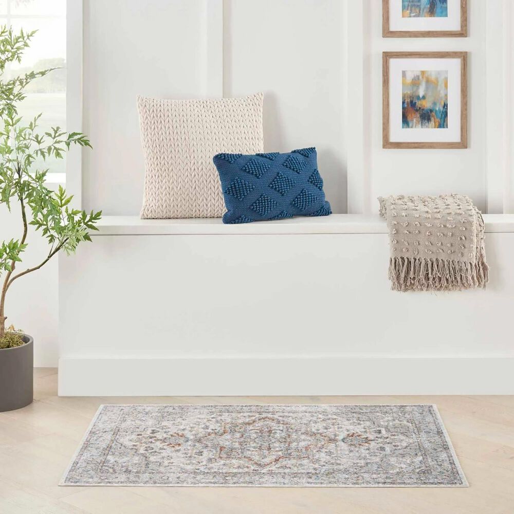 Nourison Astra Machine Washable ASW12 4&#39; x 6&#39; Grey and Multicolor Area Rug, , large