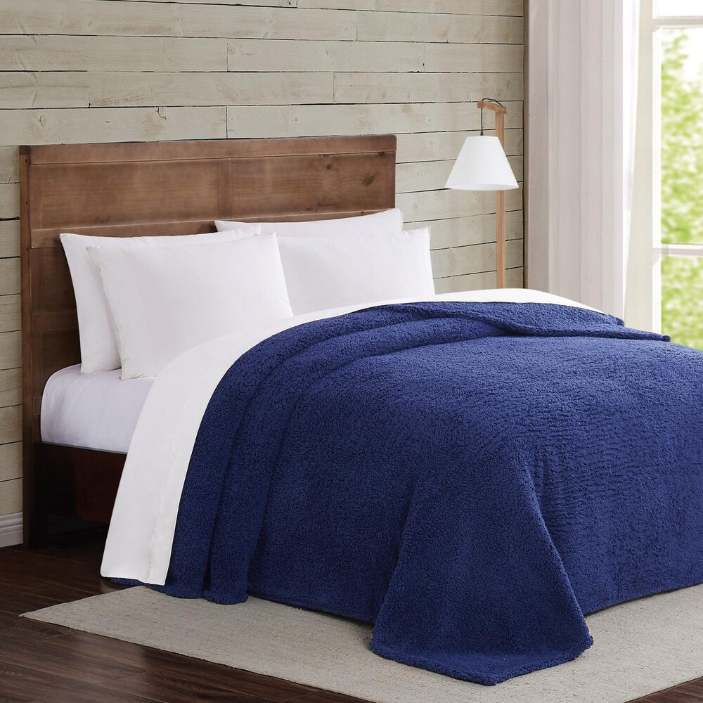 Pem America Brooklyn Loom Marshmallow Twin XL Blanket in Navy, , large