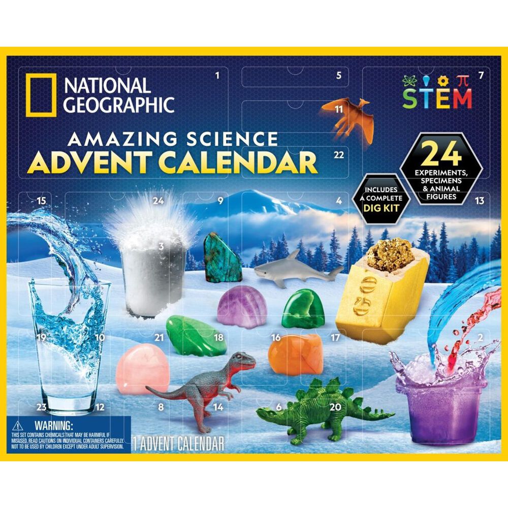 National Geographic Amazing Science Advent Calendar with 24 Science Experiments and Animal Figures in Multicolor, , large