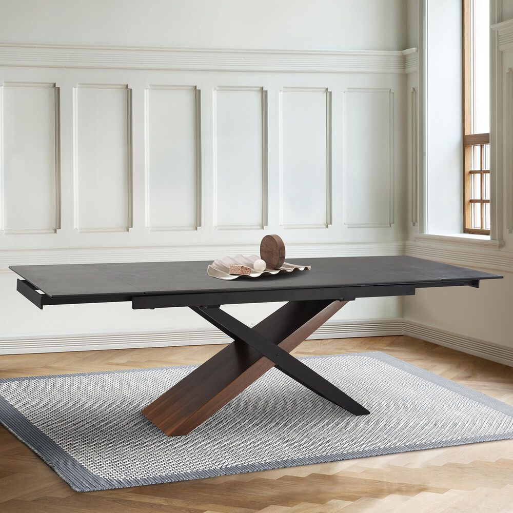 Blue River Milena Extendable Dining Table in Shadow, Walnut and Black - Table Only, , large