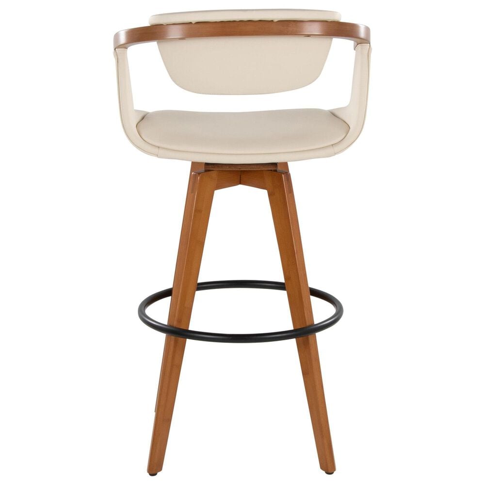 Lumisource Oracle Swivel Barstool with Cream Cushion in Walnut and Black, , large