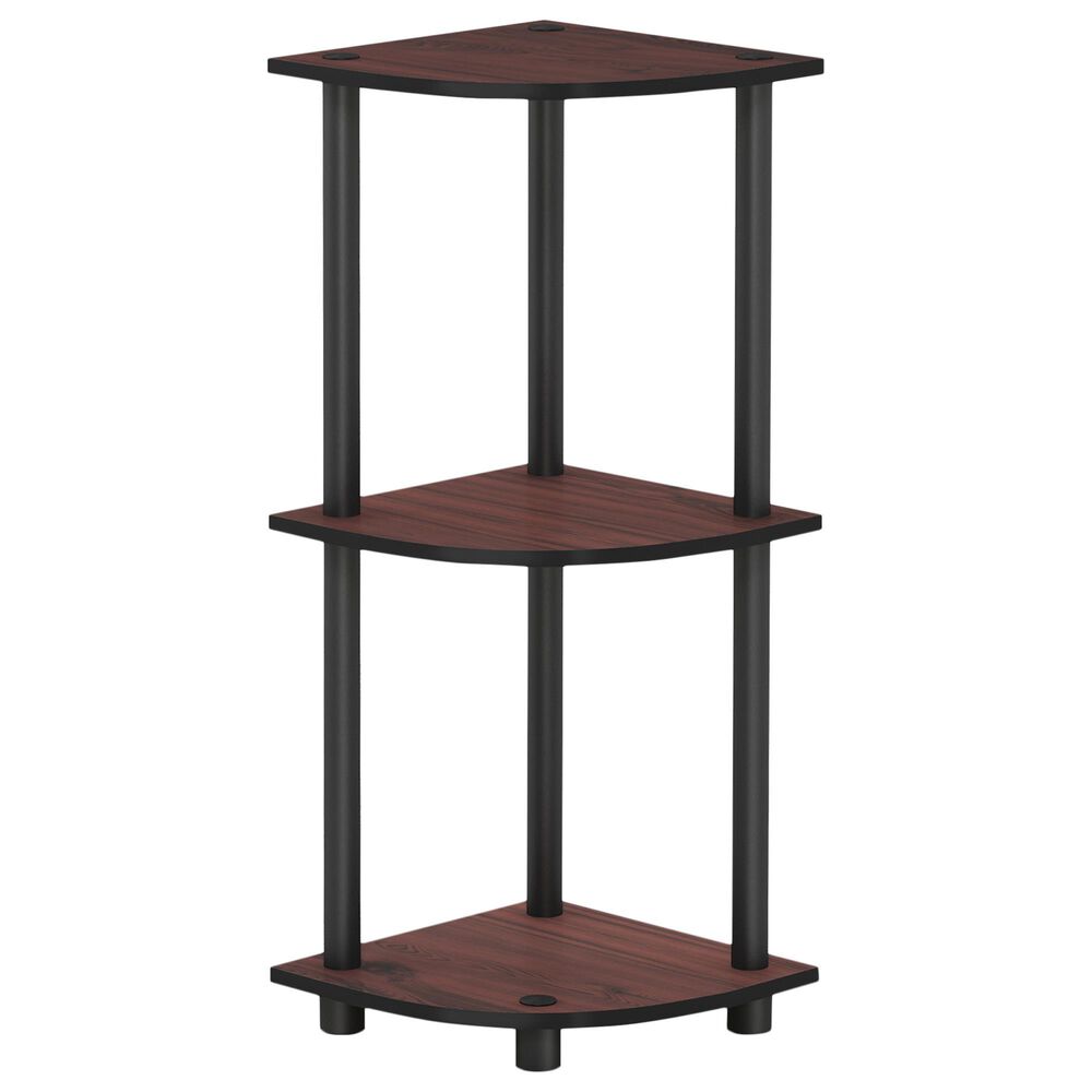 HOMLUX Turn-N-Tube 3-Tier Corner Bookshelf in Dark Cherry and Black, , large