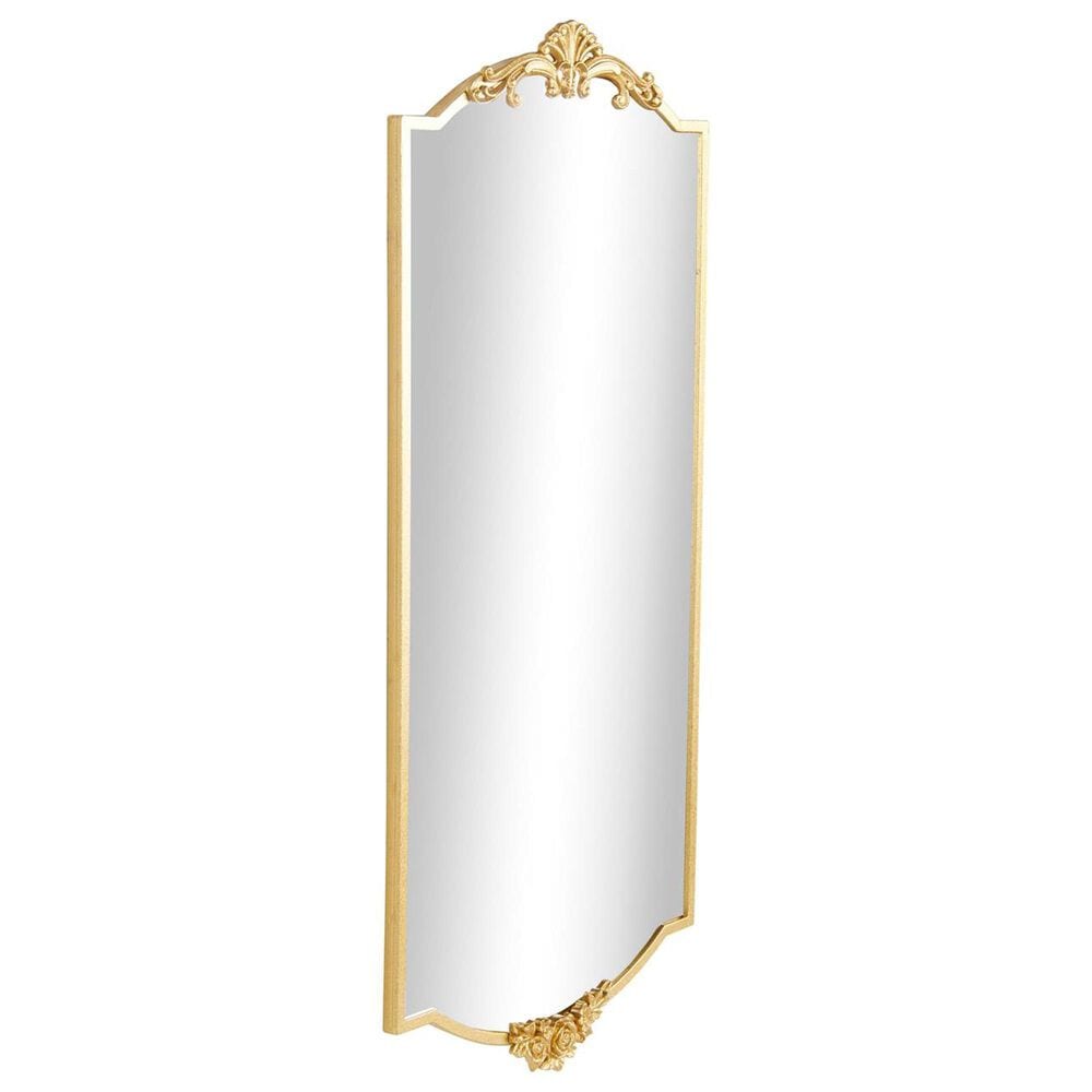 Maple and Jade Metal Floral Embellishments Wall Mirror in Gold, , large