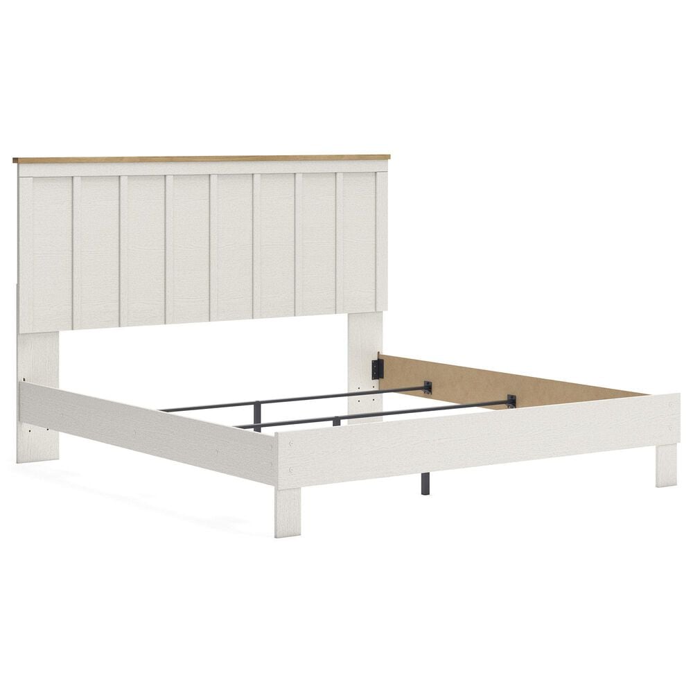 Ashley Linnocreek 5-Piece King Bedroom Set in White and Warm Brown, , large