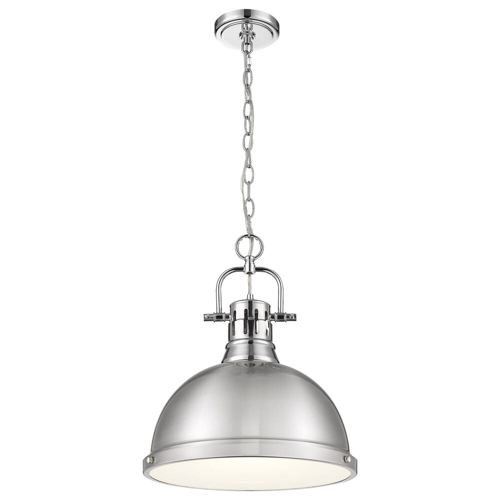 Golden Lighting Duncan 1-Light Pendant with Chain and Pewter Shade in Chrome, , large