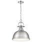 Golden Lighting Duncan 1-Light Pendant with Chain and Pewter Shade in Chrome, , large
