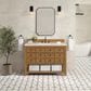 James Martin Malibu 48" Single Bathroom Vanity in Amber Birch with 3 cm Eternal Jasmine Pearl Quartz Top and Rectangular Sink, , large