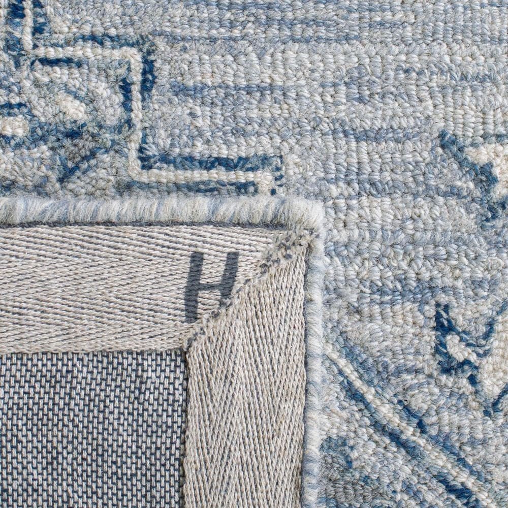 Safavieh Micro-Loop MLP504M 3&#39; Square Light Blue and Ivory Area Rug, , large