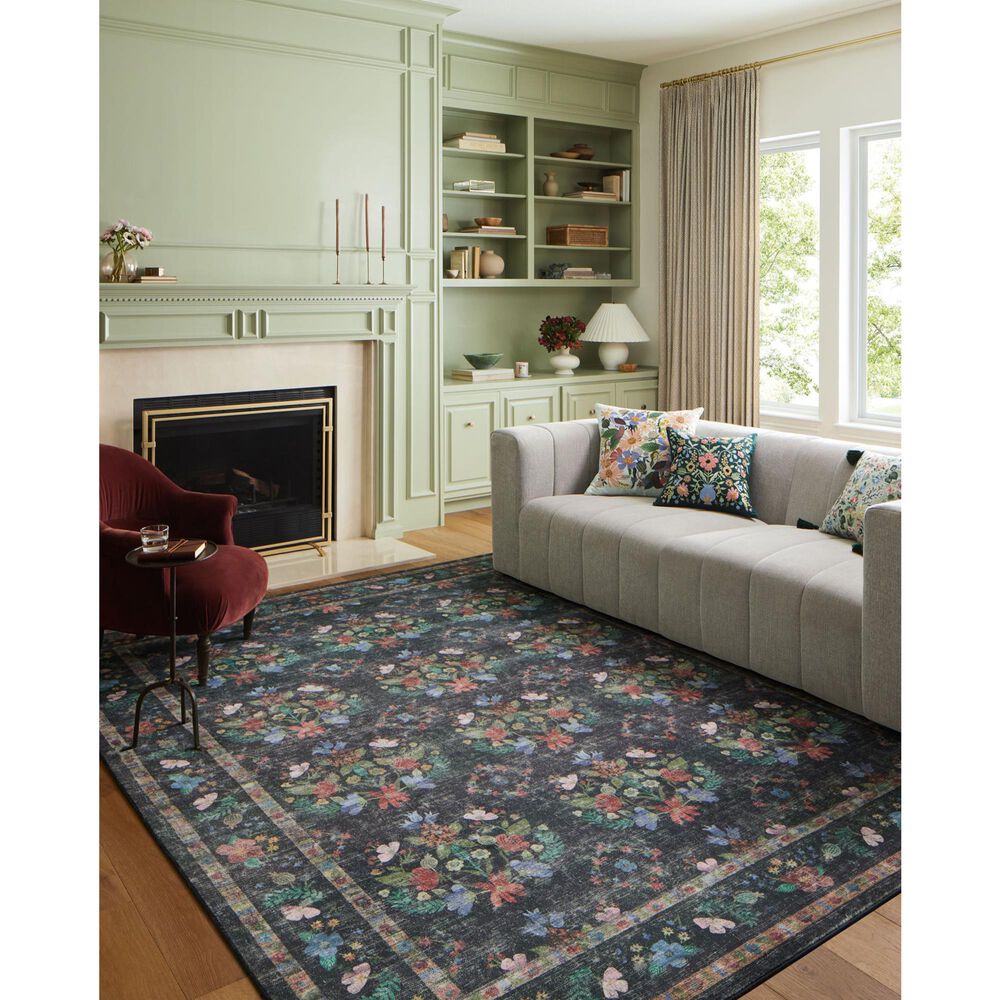 Rifle Paper Co. x Loloi Courtyard 8&#39;6&quot; x 11&#39;6&quot; Seville Charcoal Area Rug, , large