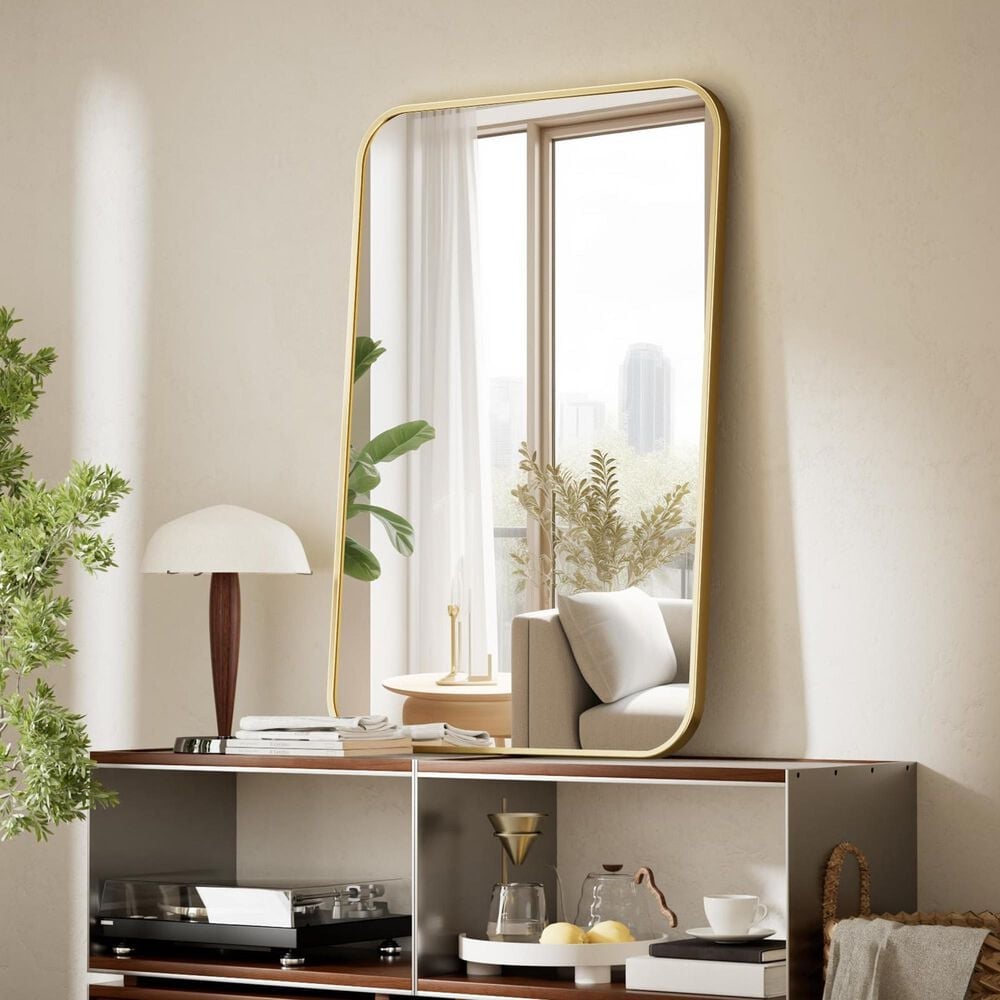 HOMLUX 24" x 36" Rectangular Wall Mirror in Gold, , large