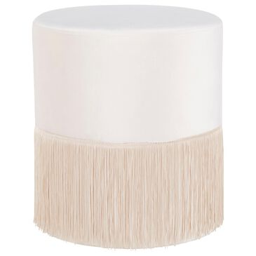 Lumisource Fringe Ottoman in Cream Velvet, , large