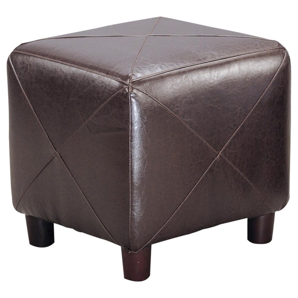 Pacific Landing Brown Vinyl Cube Ottoman, , large