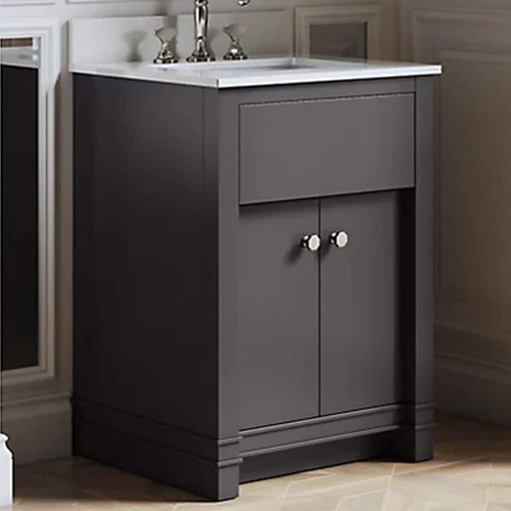 Kohler Alouette 24" Single Bathroom Vanity in Ferrous Grey with 2 cm White Quartz Top and Rectangular Sink, , large