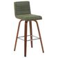 Armen Living Vienna Swivel Bar Height Stool with Vintage Green Upholstery in Walnut, , large