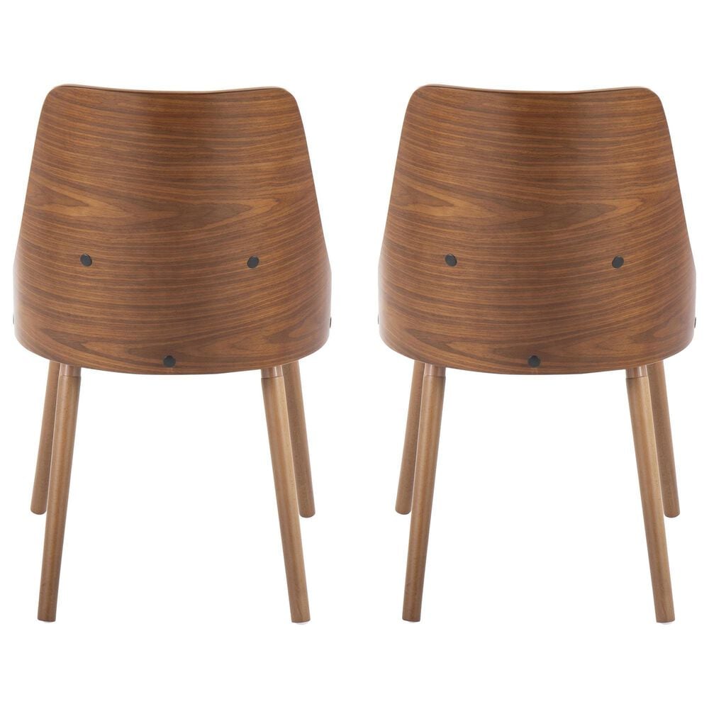 LumiSource Anabelle Side Chair with Brown Faux Leather Cushion in Walnut (Set of 2), , large