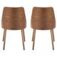 LumiSource Anabelle Side Chair with Brown Faux Leather Cushion in Walnut (Set of 2), , large