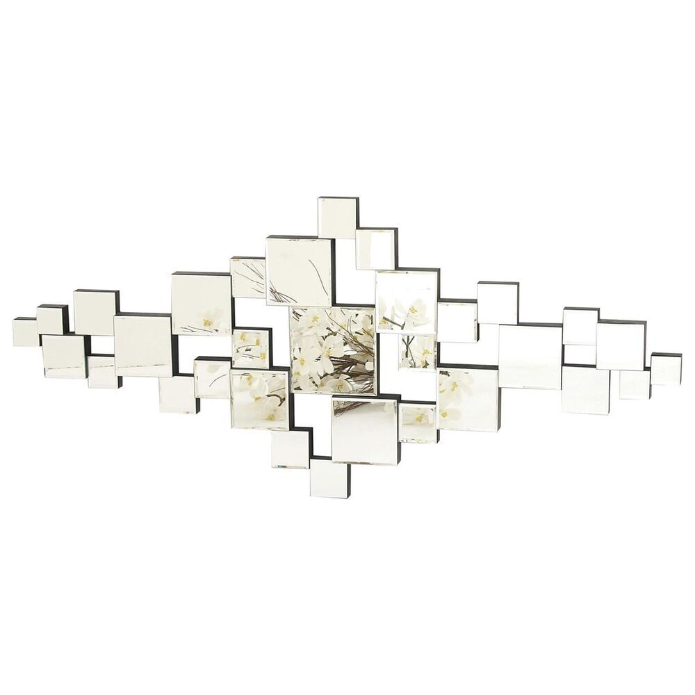 Maple and Jade 21&quot; x 48&quot; Glass Geometric Wall Mirror with Square Mirrors in Silver, , large
