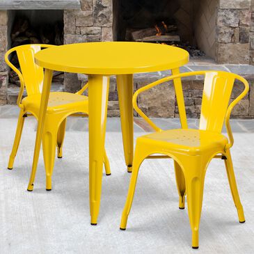 Flash Furniture 3-Piece Round Metal Table Set in Yellow, , large