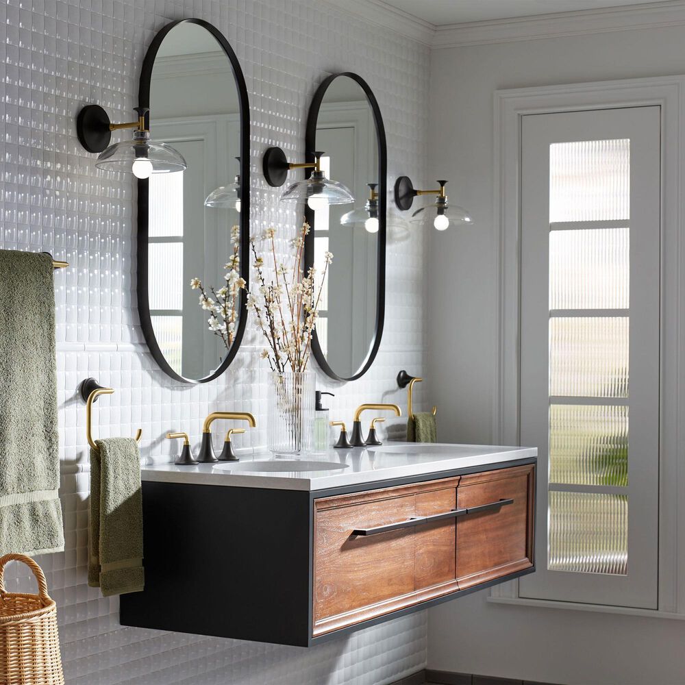 Kohler Tone Widespread Bathroom Sinks in Matte Black and Brushed Moderne Brass, , large