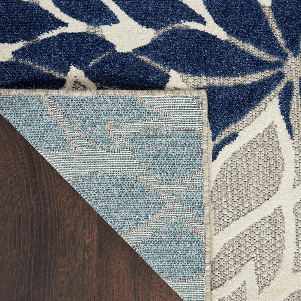 Nourison Aloha ALH05 2&#39;3&quot; x 12&#39; Ivory and Navy Indoor/Outdoor Runner, , large