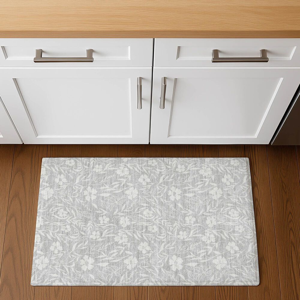 Dalyn Rug Company Soft Essentials Floral Silver 2'6" x 3'10" Indoor/Outdoor Area Rug, , large